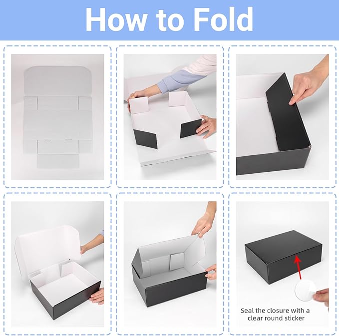 Black 12x9x4 Shipping Boxes Set of 25, Corrugated Cardboard Mailer Boxes for Small Business Shipping, for Modern Business Packaging, Mailing, and Storage