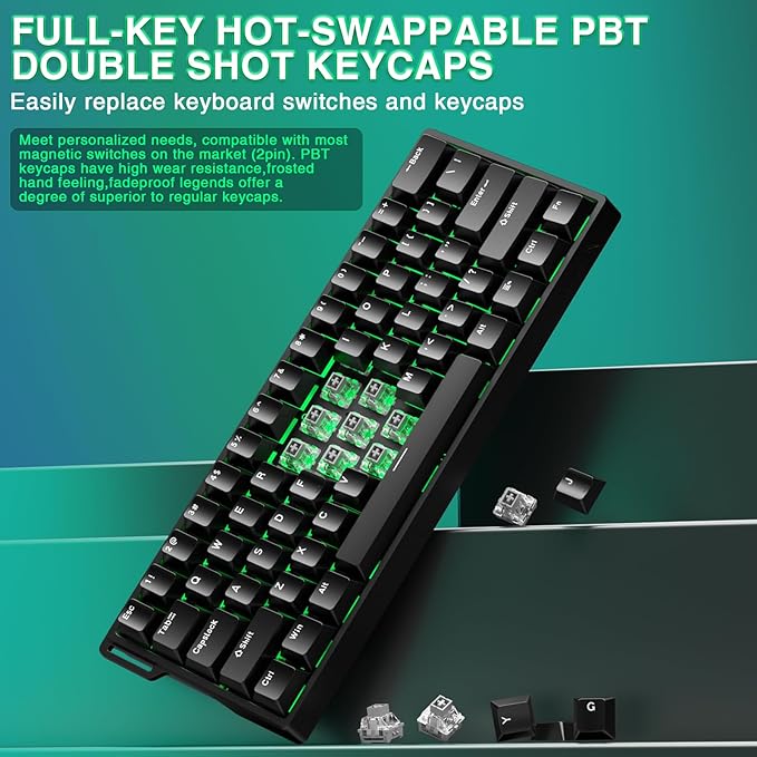Aula WIN60 HE - 60% Mechanical Gaming Keyboard Wired, Magnetic Switch Hot Swappable, Adjustable Actuation Rapid Trigger Mode, 8000 Hz Polling Rate, RGB Small Keyboard 60 Percent Compact Design for PC