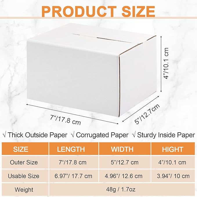 Yeaqee 72 Pcs Shipping Boxes Corrugated Cardboard Small Shipping Boxes for Packaging Mailing Packing Moving Small Business Storage Crafts Gifts(7x5x4 Inch,White)