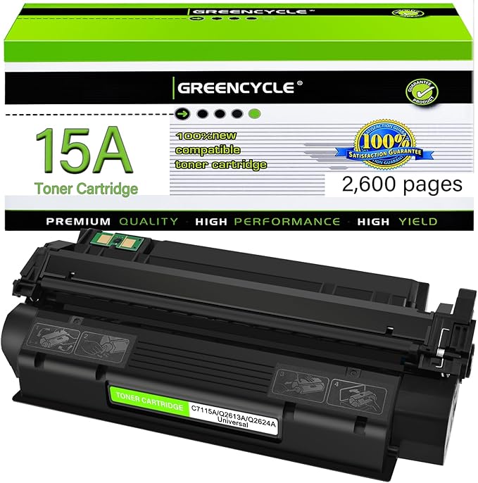 greencycle 15A C7115A Compatible 1200 3300mfp Toner Cartridge Replacement for HP C7115A Q2613A for LaserJet 1000 1005 1005W 1150 1200n 1200se 1220 1220se 3320 3330 3380 MFP Printer (1-Pack, Black)