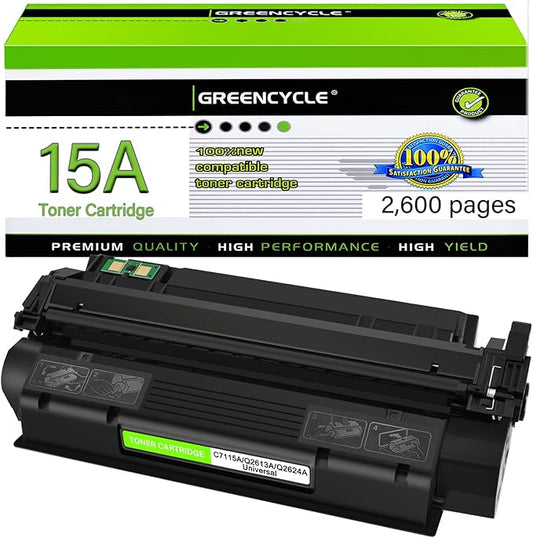 greencycle 15A C7115A Compatible 1200 3300mfp Toner Cartridge Replacement for HP C7115A Q2613A for LaserJet 1000 1005 1005W 1150 1200n 1200se 1220 1220se 3320 3330 3380 MFP Printer (1-Pack, Black)