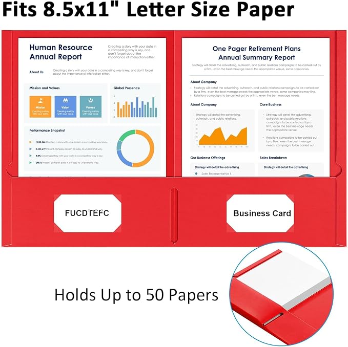FUCDTEFC 100 Pack Pocket Folders, Folder with Pockets, 5 Assorted Colors Letter Size Heavy Duty 2 Pocket Folders, Paper File Folder for School Office Home Business | Heavy Duty, 2 Pocket Folders, Paper, File Folder, for School Office, Home, Business