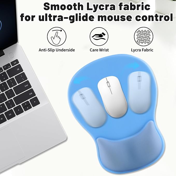 Ergonomic Mouse Pad with Wrist Rest - Gel Wrist Support Mousepad with Non-Slip PU Base for Computer, Laptop, Office & Home