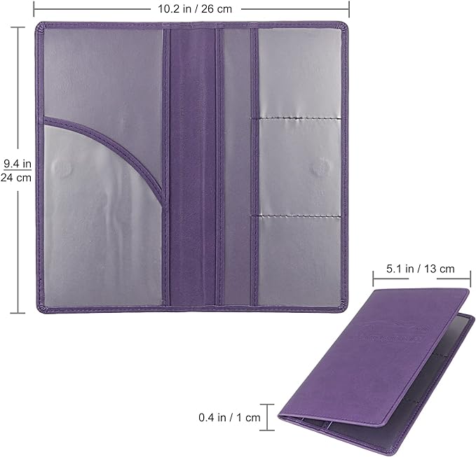 Premium Car Registration & Insurance Card Holder with Magnetic Shut, Vehicle Glove Box Car Organizer - For Documents, Cards, License (Purple)