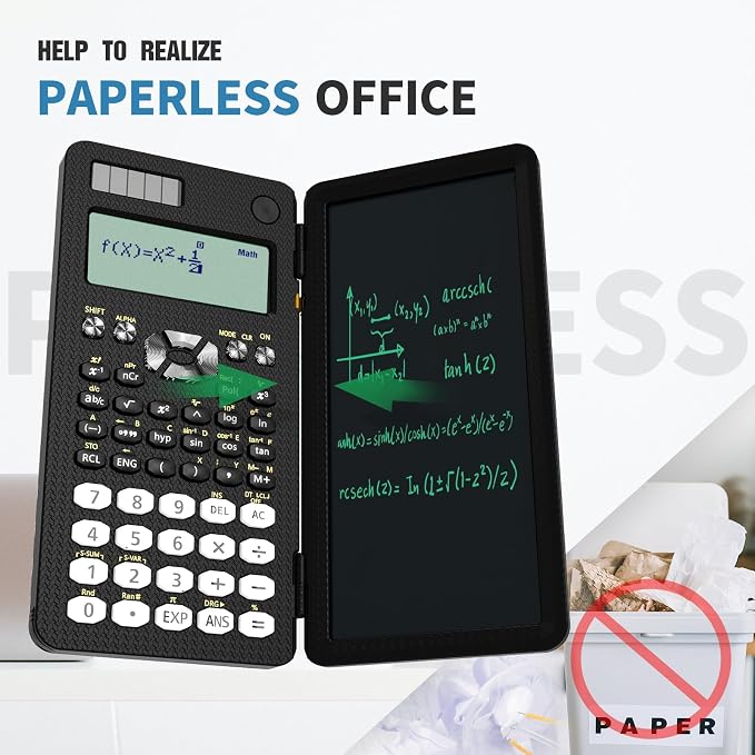 82MS Scientific Calculator 240 Functions 2-Line Display for Middle Students | ROATEE Scientific Calculator with Notepad, Middle and High Students Back to School Supplie, Foldable Solar & Battery Power