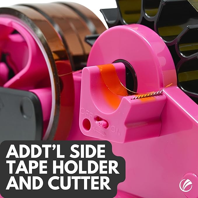 echomerx Original Heat Tape Dispenser Multi-Roll - Pre-Cut Sublimation, Heat Resistant, Heat Transfer, Thermal, Heat Press , Thin Double-Sided & Scotch Tapes, 1" & 3" Large Core, Pink