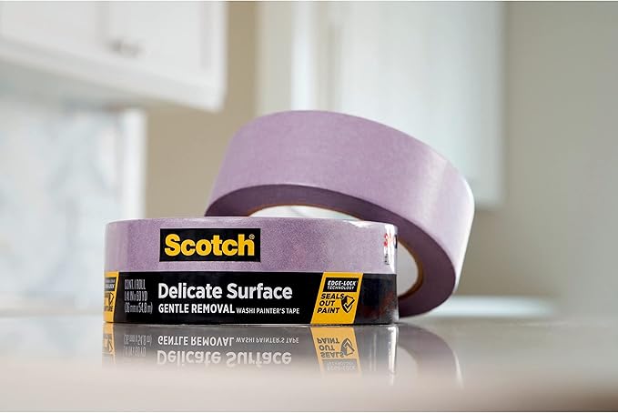 Scotch Delicate Surfaces Painters Tape, 0.94 in x 60 yd, Damage-Free Painting Prep, Protect Delicate Surfaces, UV & Sunlight Resistant, Solvent-Free Adhesive, Indoor Masking Tape, 1 Roll (2080EL-24E)