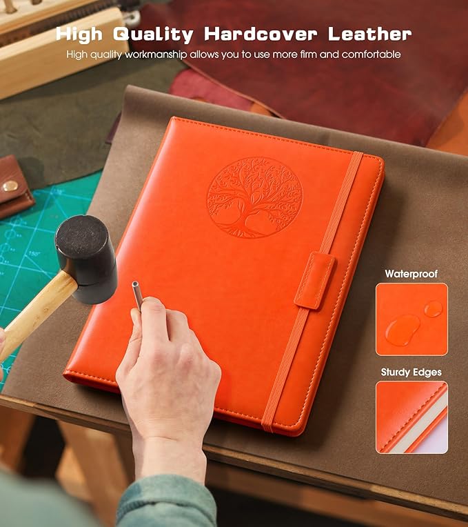 Lined Journal Notebook for Women Men,256 Pages A4 Large Hardcover Leather Journals for Writing,Travel,Business,Work,School,College Ruled Notebooks for Note Taking, Diary Notepad 8.6"×11"