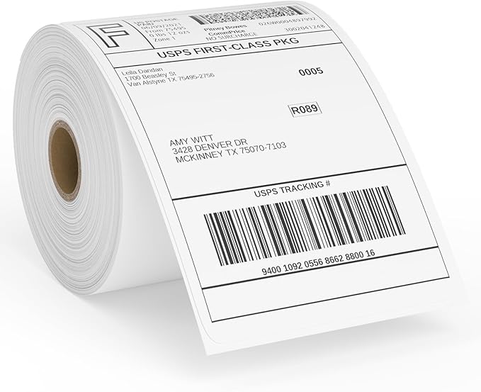4" x 6" Direct Thermal Labels Roll, 450 Labels/Roll, White Perforated Shipping Labels Compatible with Zebra, Elton Printers(1 Roll)