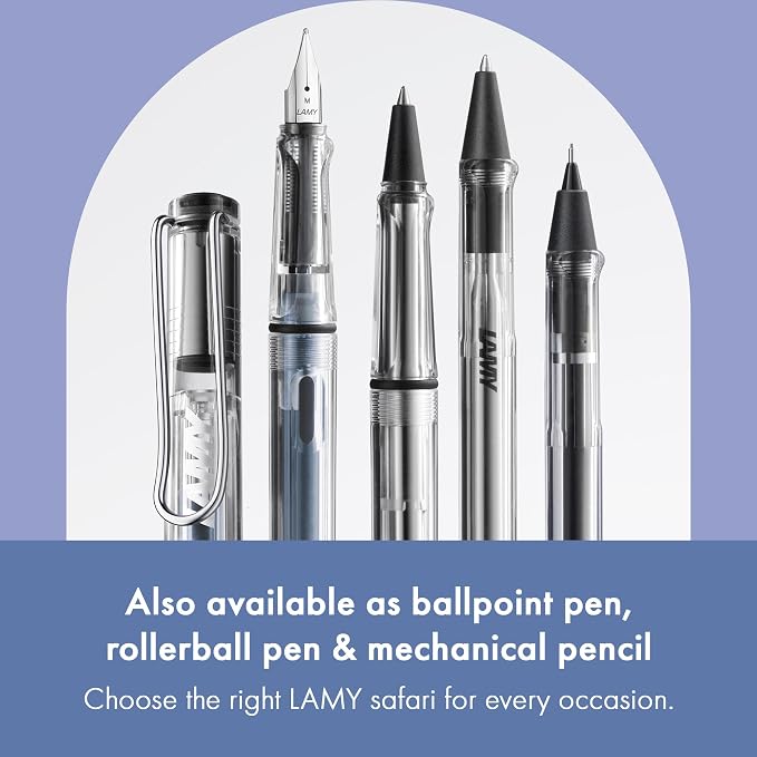 LAMY safari vista - Fountain Pen with ergonomic grip & polished steel nib in size EF - ideal for any Writing & Calligraphy - including LAMY T 10 blue cartridge - Right-Handed