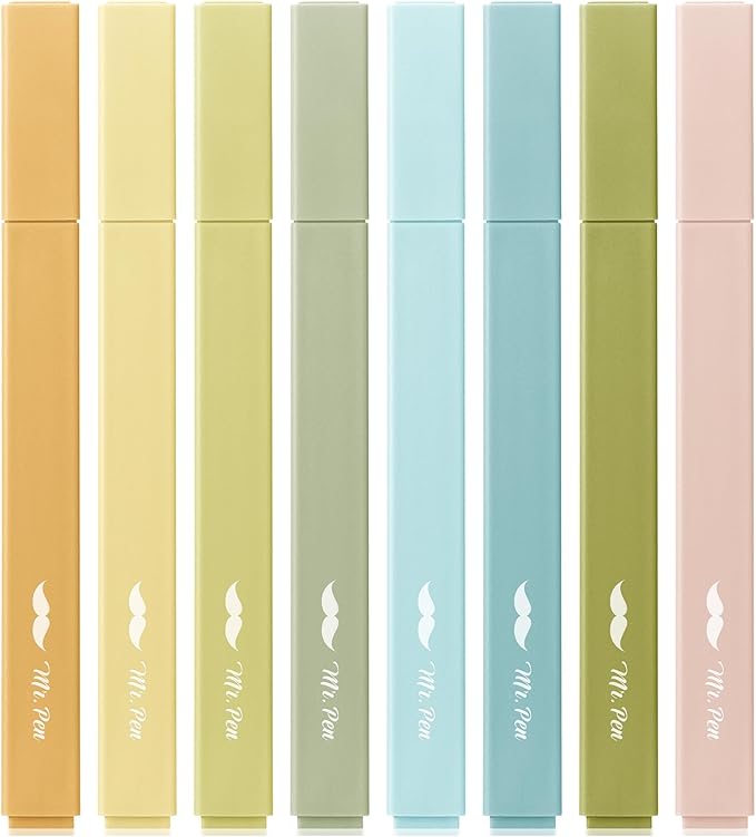 Mr. Pen- Aesthetic Highlighters, 8 Pack, Chisel Tip, Natural Vintage, Cute Highlighters Assorted Colors