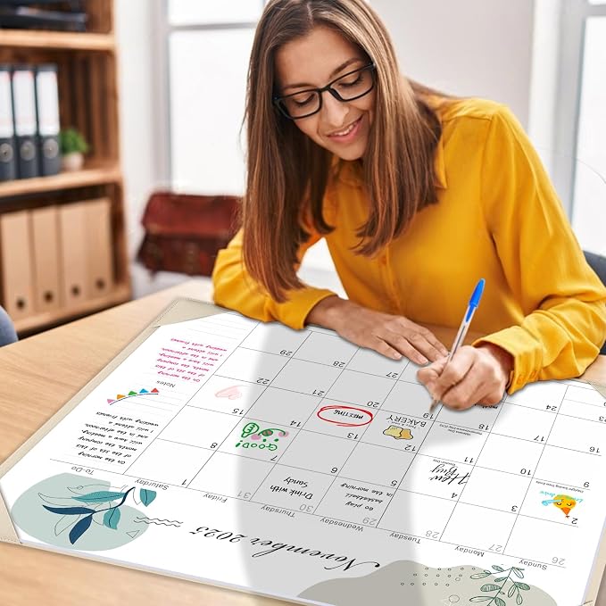 Gannyfer Large Desk Calendar 2026-2027 with Desktop Mat,22" x 17" Desktop Pad Calendar, 18 Month Table Calendar from July 2026 to Dec 2027, Office Supplies Perfect for Home School and Office - Gray