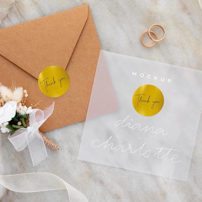1.5 Inch Thermal Labels,Holographic Circle Direct Thermal Stickers,for Address Design DIY Logo Business(300 pcs/Brushed Gold)