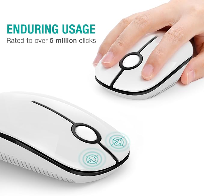 VssoPlor Wireless Mouse, 2.4G Slim Computer Laptop Mouse, Black and White | Portable Mouse, Plug & Play USB Nano Receiver, Quiet Silent Optical Mice for Notebook, PC, Laptop, Computer, Windows, Mac