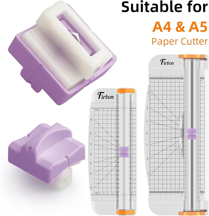 Firbon 5 Piece Purple Refill Blades for Paper Cutter, Spring-Loaded Safeguard Design Replacement Blade for Paper Trimmers