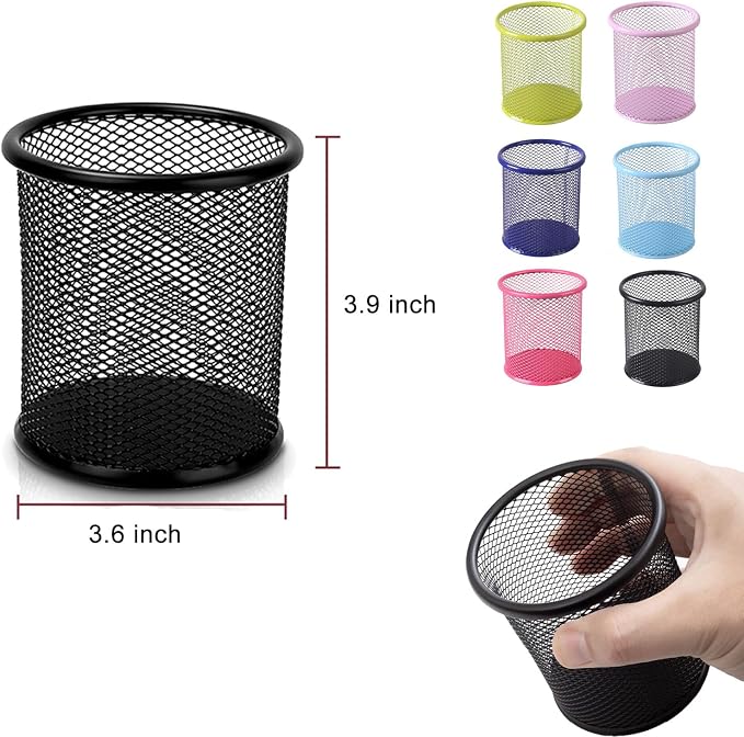 Pen Holder Pencil Organizer Mesh Cup Marker Tape Clip Scissors Container for Office Desk School Student and Teacher