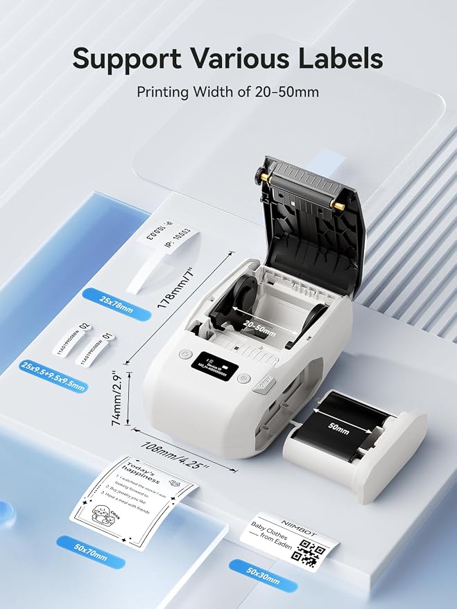 NIIMBOT M2 Label Maker with Tape, 2" Thermal Transfer Label Printer, White | Support Color Ribbon Printing 300DPI Bluetooth Sticker Printer for Office Small Business Lab Cable Use, Work with Phones & PC