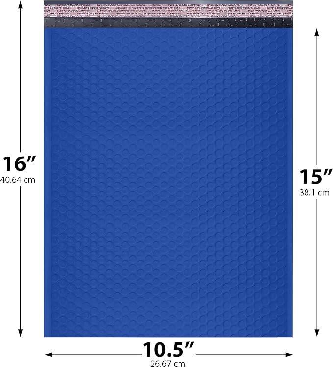 Royal Blue Bubble Mailers 10.5x16 Poly Padded Envelopes #5 200 Pack | Fits Books, Comics & Apparel, Self-Seal Closure, Cushioned Protection, Water-Resistant Poly, Bulk Pack