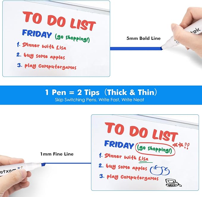 maxtek Dry Erase Markers with Magnetic Eraser, Chisel Tip, 4 Count (Pack of 2)