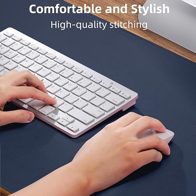 Desk Pad PU Leather Large Mouse Pad Laptop Computer Desk Mat Table Blotter Desktop Waterproof Non-Slip Protector for Office and Home (Dark Blue, 90x43cm)