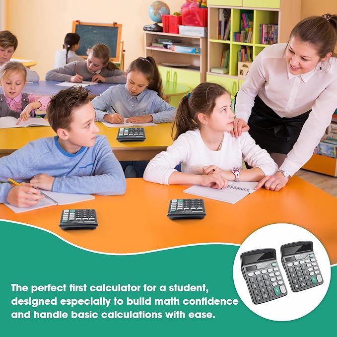 24 Pack Calculator Bulk,12 Digits Desktop Calculator with Large LCD Display and Sensitive Buttons,Solar and Battery Dual Power,Perfect for Office,School,Home(Black)