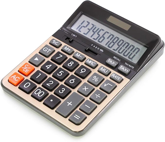 OFFIDIX Big Number Office Calculator with Large LCD Display, Dual Power ﻿ ﻿ | Ultra-Clear 12-Digit Display with Solar/Battery, Big number reading with large LCD screen. Solar-powered for daily