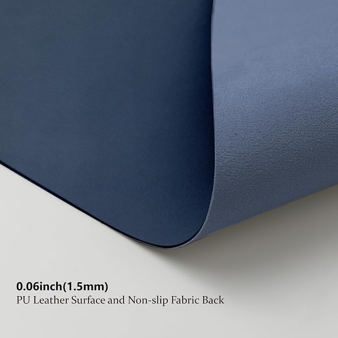Leather Desk Mat - Non-Slip PU Desk Pad for Office and Home - Desk Organization and Accessories - Ideal for Large Mouse Pad and Desk Mats on Top of Desks (Dark Blue,31.5"x 15.7")