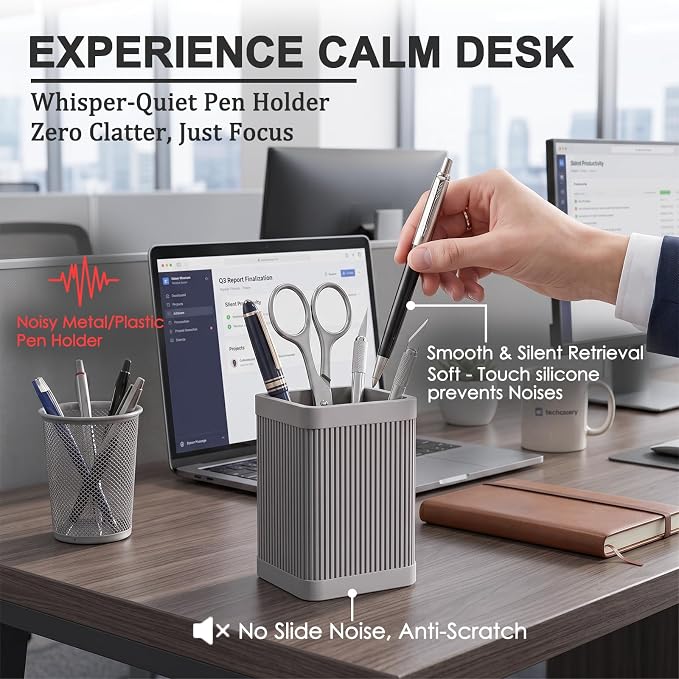 HighHerz Aesthetic Silicone Pen Holder for Desk, Office Desk Accessories | Sturdy & Shatterproof Silicone Organizer for Office and Home, Fit Pencils, Markers and Makeup Brushes, Desk Decor, Washable