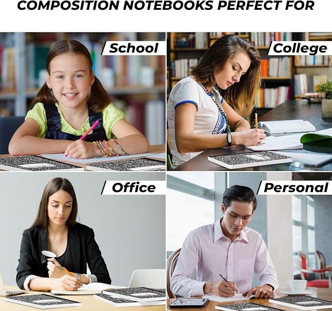 5000 Pack Composition Notebooks Bulk, Wide Ruled, Black Marble | Pallet of Composition Notebooks, 100 Sheets (200 Pages), 9-3/4 x 7-1/2, Bulk Supplies for School & Office, 4-7 Days Transit
