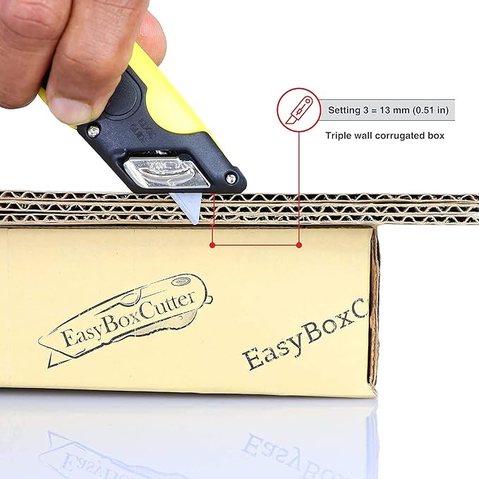 EasyCut 2000 Safe Retractable Box Cutting Utility Knife, Yellow, 09700
