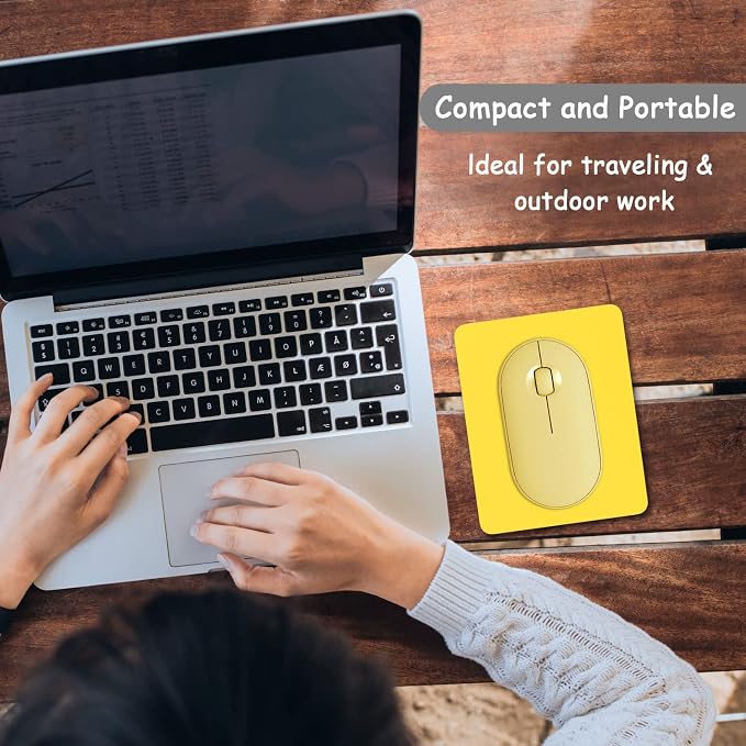 Dapesuom Small Mouse Pad, 5 x 6 Inch Thick Rubber Premium-Textured Non-Slip Portable & Washable Mini Mouse Mat for Women Men Wireless Laptops Keyboard Tray Gaming Work Computer Office Travel, Yellow
