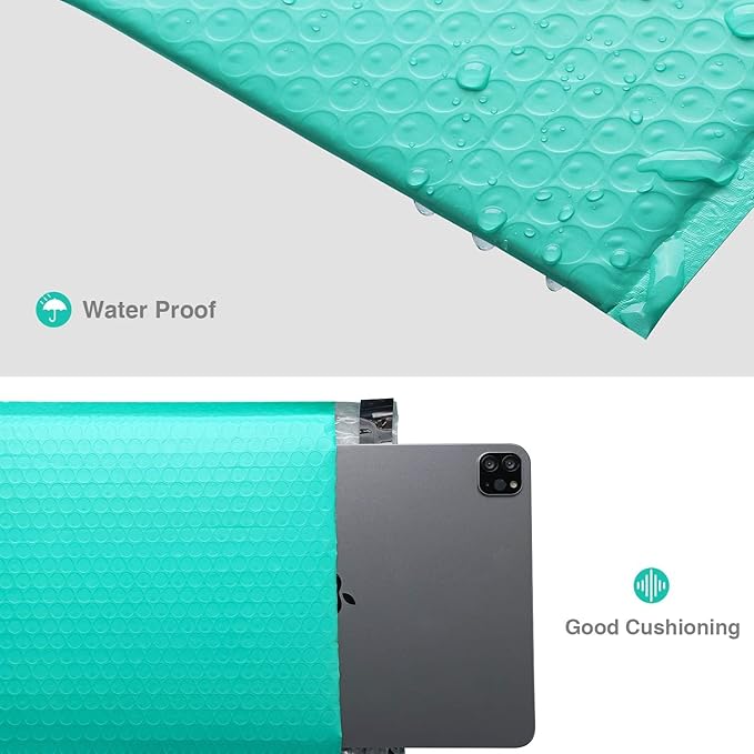 GSSUSA Large Bubble Mailers 10.5x16 Inch 500 Pack Teal Padded Envelopes, Strong Adhesion Bubble Mailer Self-Seal Bubble Envelopes for Mailing Clothes,Magazines