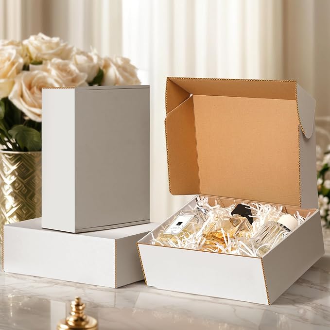 9x6x2 inches Shipping Boxes Set of 50, White Corrugated Cardboard Boxes Literature Mailer Boxes Gift Boxes Small Boxes for Shipping Wrapping Mailing Packaging Small Business