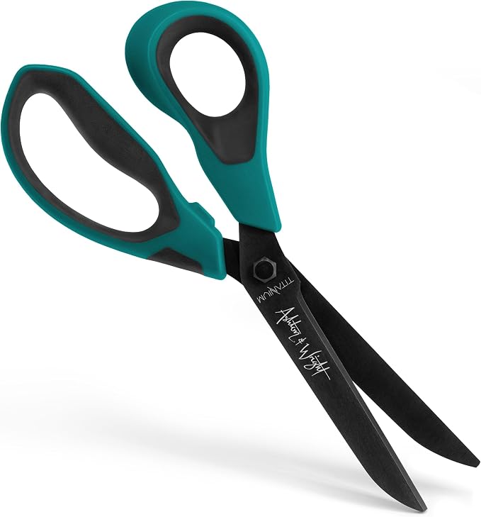 Ashton and Wright - Titanium HD - Heavy Duty Scissors for Office, Home, Kitchen and Craft - 210mm / 8” - Titanium Coated Blades (Teal, Left Handed)
