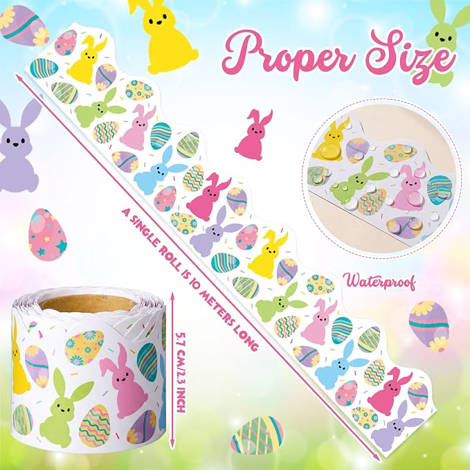 32.8 Ft Bunny Bulletin Board Borders Cute Classroom Borders Trim | Pastel Colors for Classroom, Spring Party Office Decoration