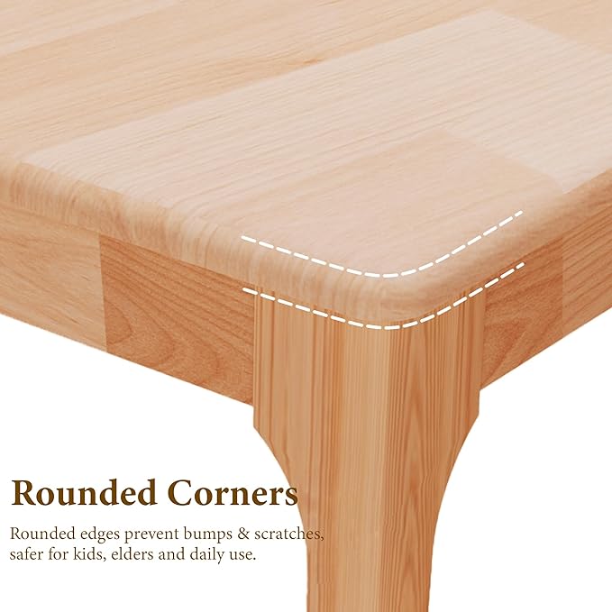 47" Solid Wood Desk with Drawers, Small Home Office Writing Wooden Desk, Gaming & Computer Desk for Bedroom, Work Study Table for Small Space(Beech,47Inch)