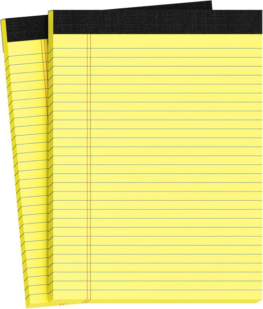 Legal Pads 8.5 X11.75, Narrow Ruled Notepads, 2 Pack, 30 Sheet/Pad, Yellow Legal Pads, Tear Off Notepad, Perforated Writing Pad, Notebook Paper College Ruled, Notepads for Office Home School, Notepad
