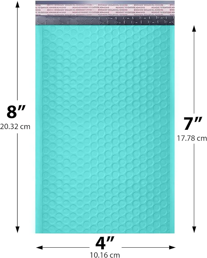 Teal Bubble Mailers 4x8, Poly Padded Envelopes #000, 1000 Pack Bulk | Fits Trading & Sports Cards, Self-Seal Closure, Cushioned Protection, Water-Resistant Poly, Bulk Pack for Small Business