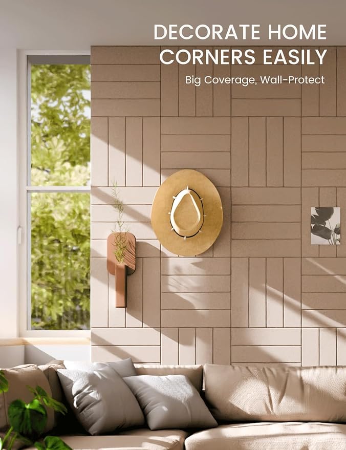 Fluxynara Felt Bulletin Board & Cork Board Alternative, Taupe | 48" x 36" Pin board, Removable Adhesive Tabs, Easy Install Without Wall Damage, For Home Office Decor