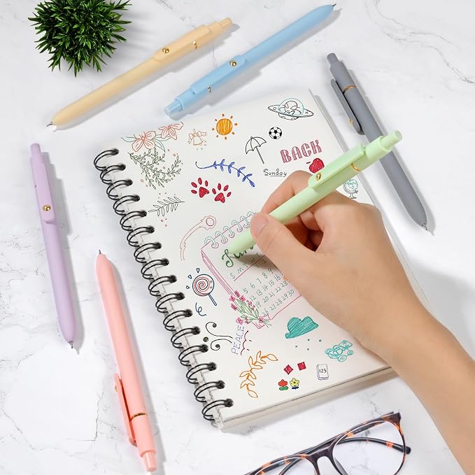 FIOVER Colored Gel Pens 6 Pack 0.7mm Medium Point Pens for Journaling | Quick-Dry Ink, Smooth Writing Colorful Pens for Note Taking, Doodling, Aesthetic Office School Supplies, Gifts for Women Men