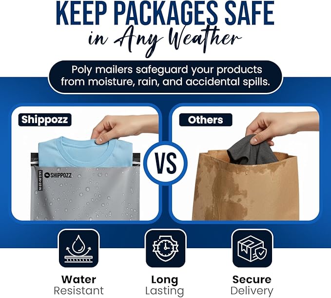 Shippozz 14.5x19 Poly Mailers 200 Pack, Durable Waterproof Polymailers for Shipping Clothes, Self Seal Mailing Bags for Small Business Packaging Supplies, Mailing Envelopes for Books, and Accessories