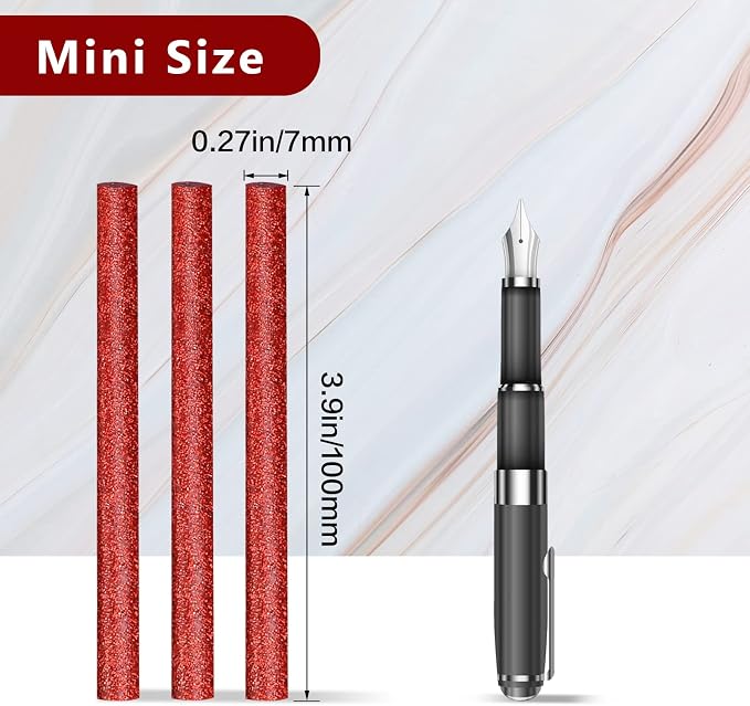 Manarty Glitter Red Hot Glue Stick, 48 PCS 0.27" Dia x 4" Long Mini Hot Melt Glue Sticks Colored, Adhesive EVA Glue Sticks Standard for Sealing Repairing Stamp DIY Art Handmade Car Craft Decoration