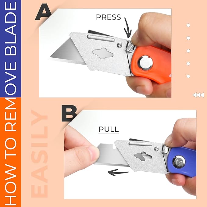 DIYSELF Knife 7 Pack Box Cutters, Back Lock Design, Quick Change Blade, Razor Knife Folding Utility Knives for Work, Boxes, Cardboard, Carton, Carpet