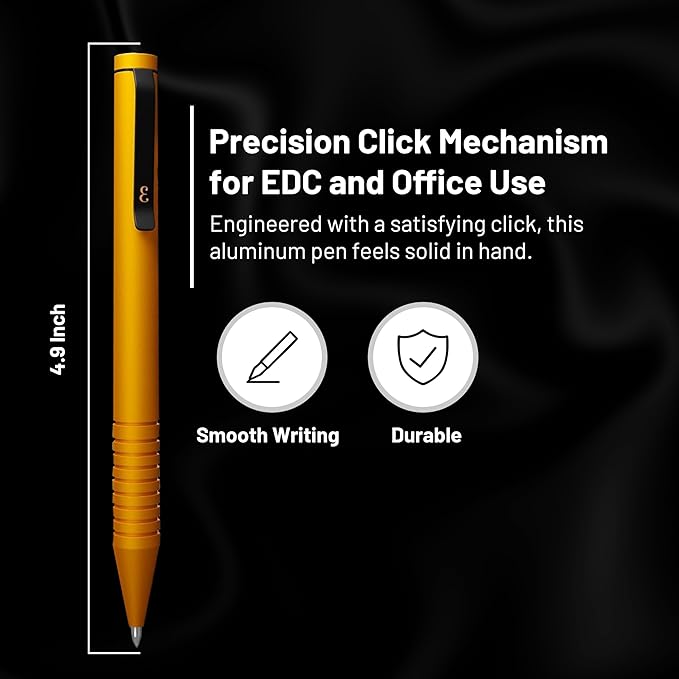 Everyman Amber Super Matte Mini Twist Gel Pen | Compact Refillable 0.7mm Gel Pen with Twist Mechanism | Durable Metal EDC Writing Tool for Travel, Office, Work & Gifting