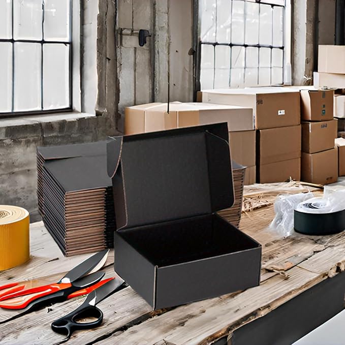 Small Shipping Boxes 9x6x4 Inches – Black Corrugated Cardboard Boxes (20-Pack) for Mailing, Packing, Small Business & Gift Packaging - Recyclable & Sturdy