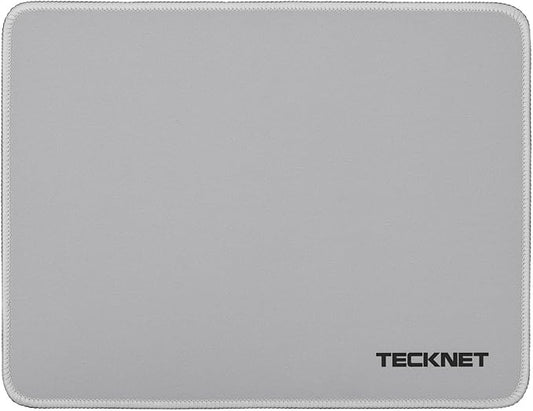 TECKNET Mouse Pad with Anti-fray Stitching, Waterproof Surface & Non-Slip Rubber Base with Stitched Edges Gaming Mouse Mat for Laptop，Compatible with Laser and Optical Mice - Grayish White