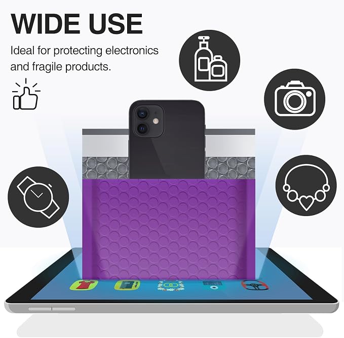 UCGOU Large Bubble Mailers 12x16" 25 Pack Usable Size 12x15" Purple Padded | Waterproof Self Seal Adhesive Padded Envelopes Bulk for Small Business Opaque Shipping Bags for Mailing Jewelry Makeup Book