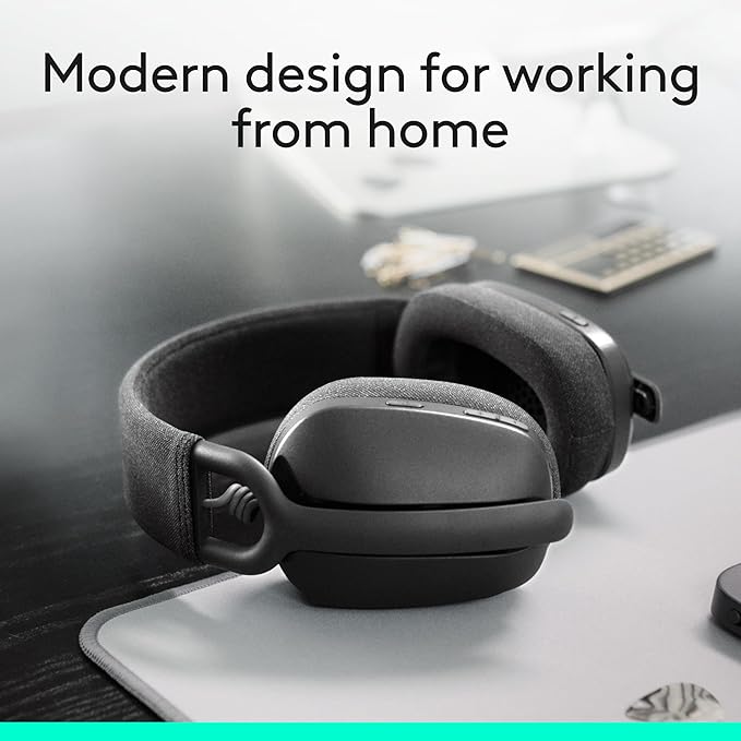Logitech Zone Vibe 100 Lightweight Wireless Over Ear Headphones with Noise Canceling Microphone, Advanced Multipoint Bluetooth Headset, Works with Teams, Google Meet, Zoom, Mac/PC - Graphite