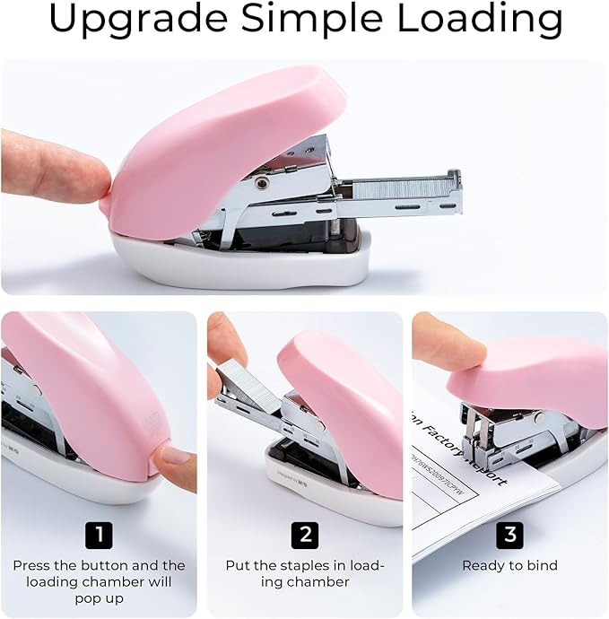 M&G Mini Stapler with Staples, Small Pink Effortless Stapler Set, 20 Sheet Capacity, One Finger, 1000 Standard Staples, Office staplers for Desk, Easy to Load