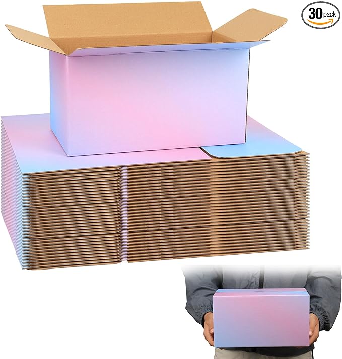 FORBFAN 11 x 6 x 6 Shipping Boxes, 30 Pack Corrugated Cardboard Mailing Boxes for Small Business, Colorful Packing Boxes for Shipping & Storage